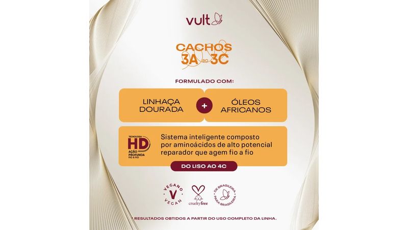 Creme para Pentear Vult Cabelos Cachos 3A ao 3C Definição Intensa 300ml