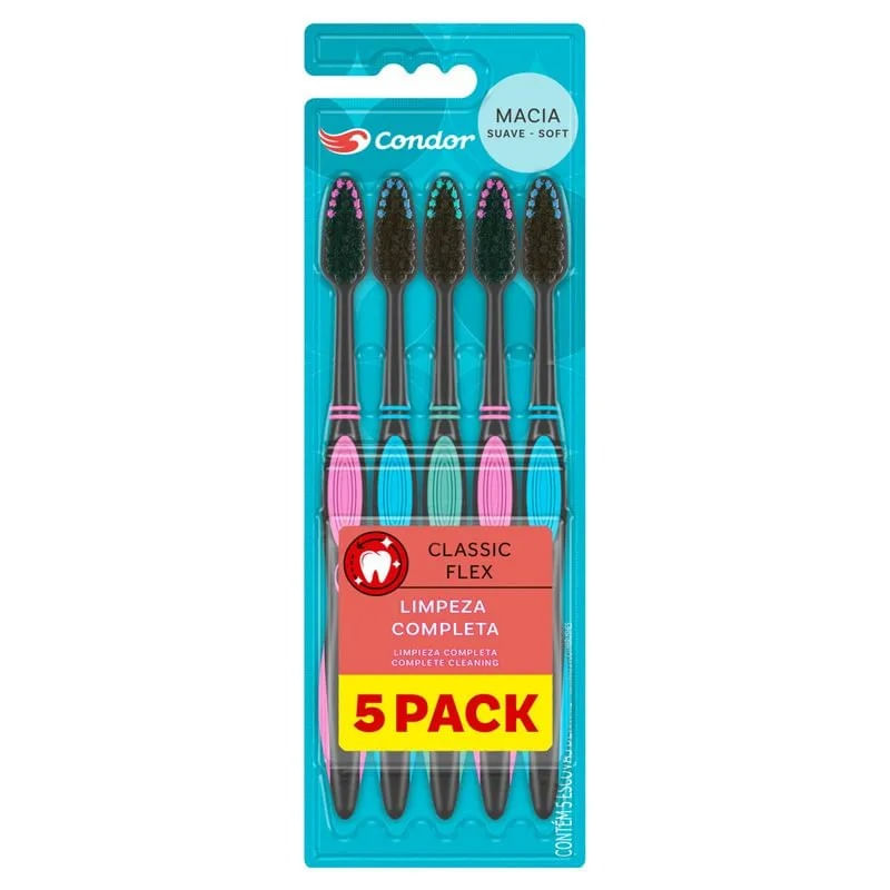 Encontraproduto.com.br - Escova Dental Macia Condor Classic Flex 5 Unidades