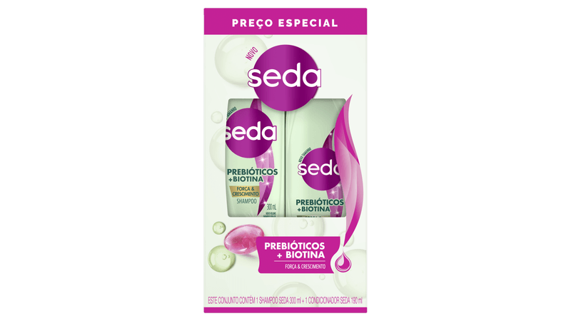 7891150097346_Kit Seda Prebióticos + Biotina Shampoo 300ml + Condicionador 190ml