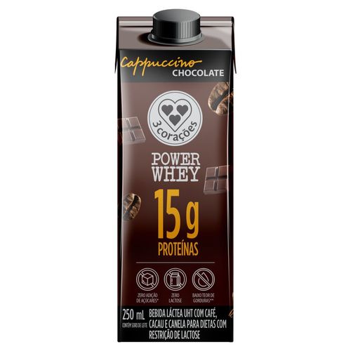 Power Whey 3 Corações Cappuccino Chocolate 250ml