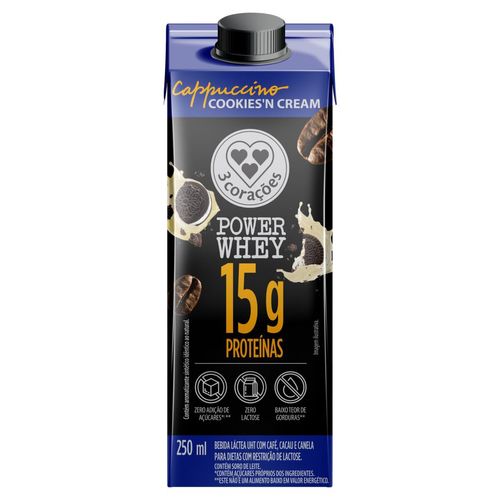 Power Whey 3 Corações Cappuccino Cookies'N Cream