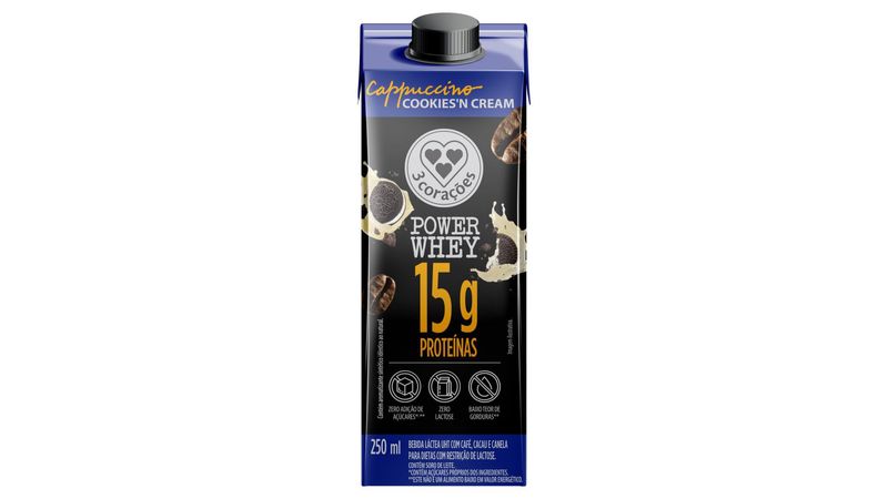 Power Whey 3 Corações Cappuccino Cookies'N Cream