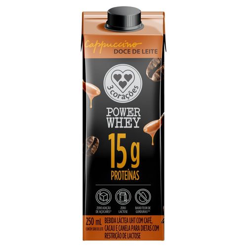 Power Whey 3 Corações Cappuccino Doce de Leite 250ml
