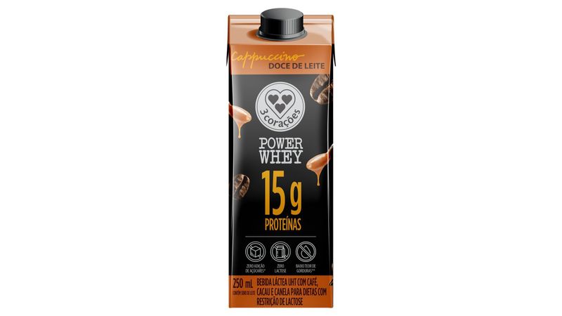 Power Whey 3 Corações Cappuccino Doce de Leite 250ml