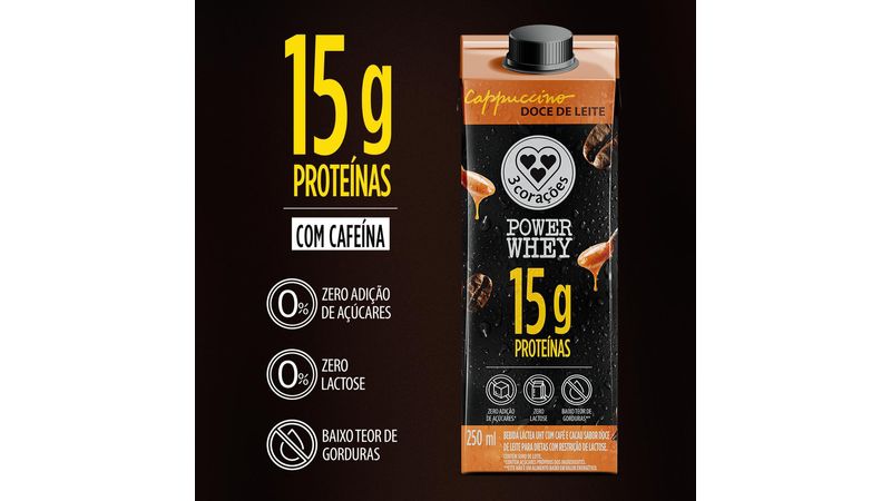 Power Whey 3 Corações Cappuccino Doce de Leite 250ml