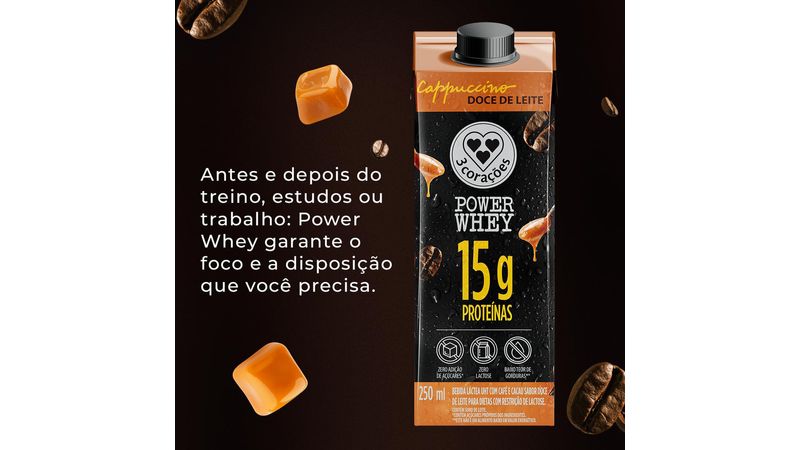 Power Whey 3 Corações Cappuccino Doce de Leite 250ml