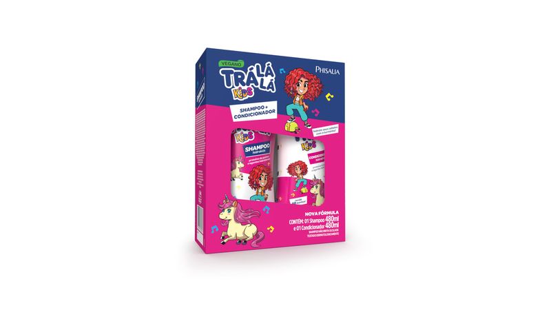 Kit Tra Lá Lá Kids Cachos Shampoo 480ml+Condicionador 480ml