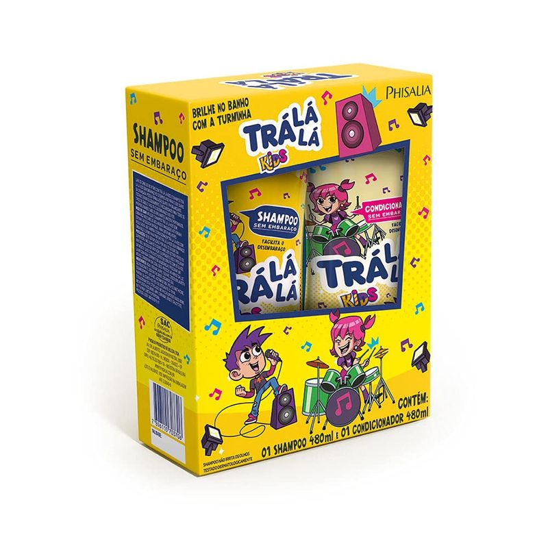 Kit Tra Lá Lá Kids Sem Embaraço Shampoo 480ml + Condicionador 480ml