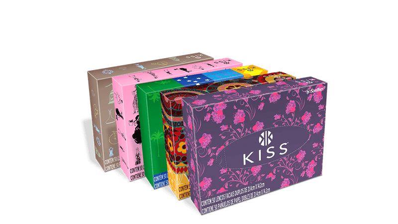 Lenços de Papel Kiss Folha Dupla 50 Unidades