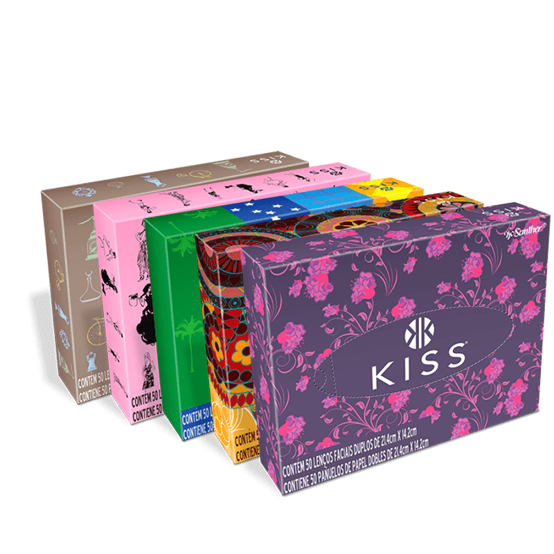 Lenços de Papel Kiss Folha Dupla 50 Unidades