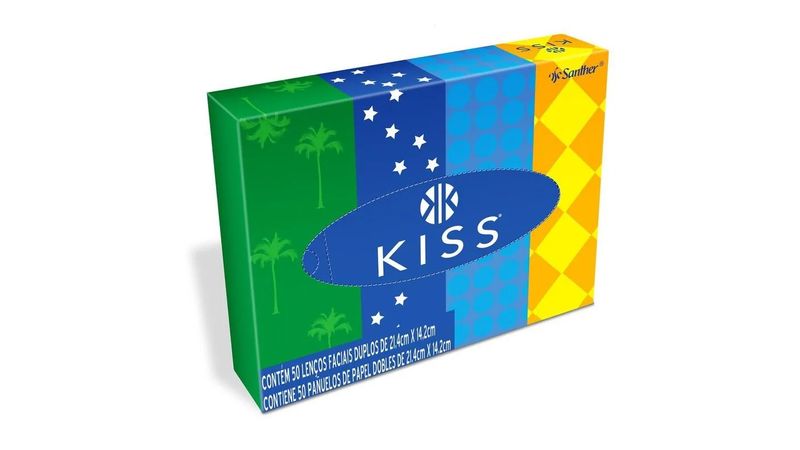 Lenços de Papel Kiss Folha Dupla 50 Unidades