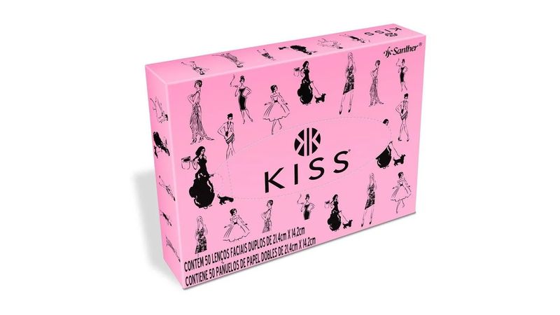 Lenços de Papel Kiss Folha Dupla 50 Unidades
