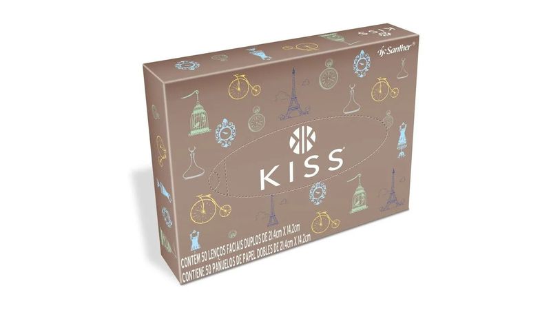 Lenços de Papel Kiss Folha Dupla 50 Unidades