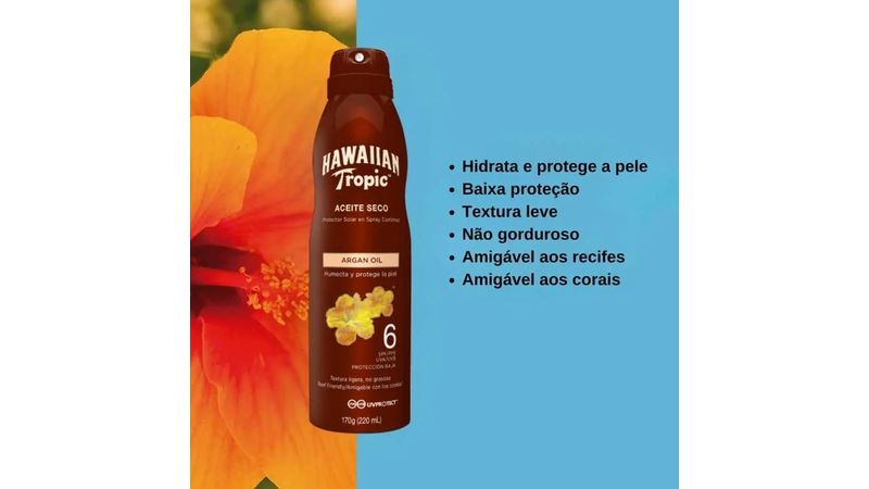 Protetor Solar Spray Hawaiian Tropic Aceite Seco Fps6 220ml