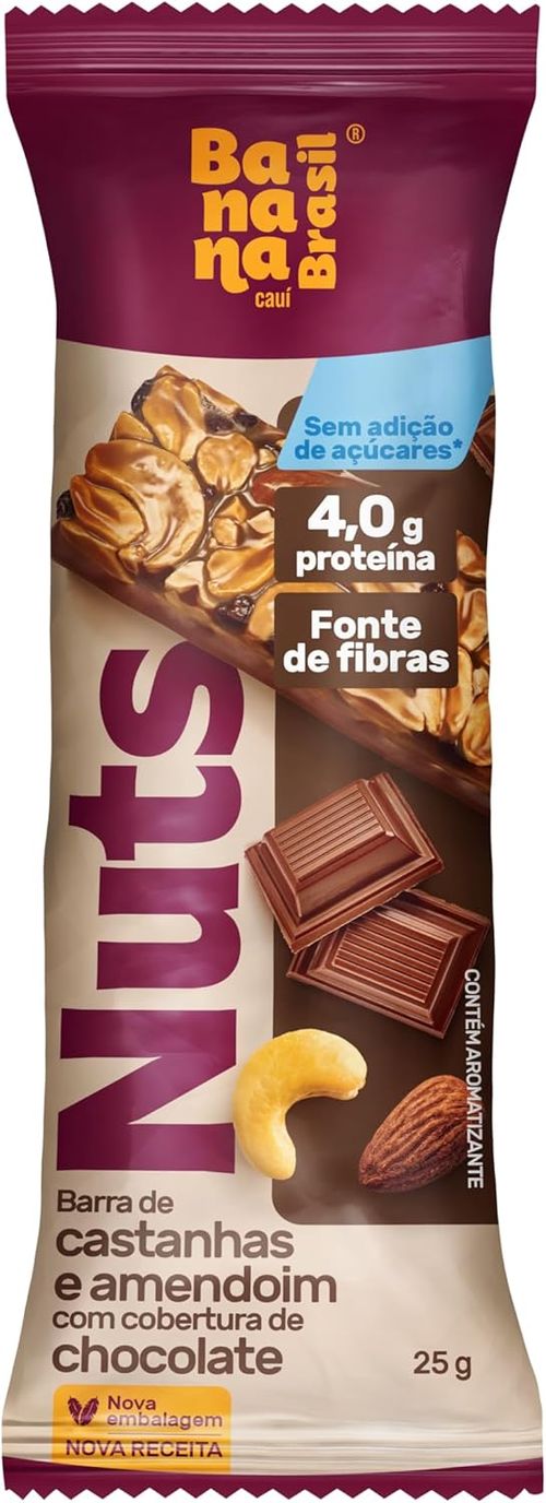 Barra Nutsbar Castanha, Amendoim e Chocolate Sem Açúcar 24g