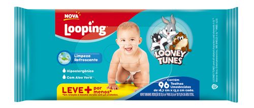Toalhas Umedecidas Looney Tunes 96 Unidades