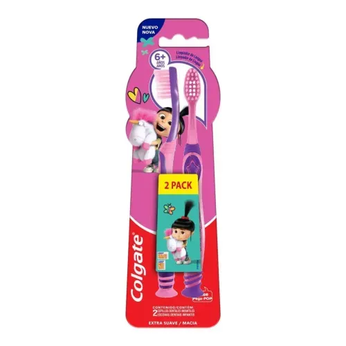 Escova Dental Infantil Colgate Smiles Agnes e Fluffy Extra Macia +6 Anos 2 Unidades