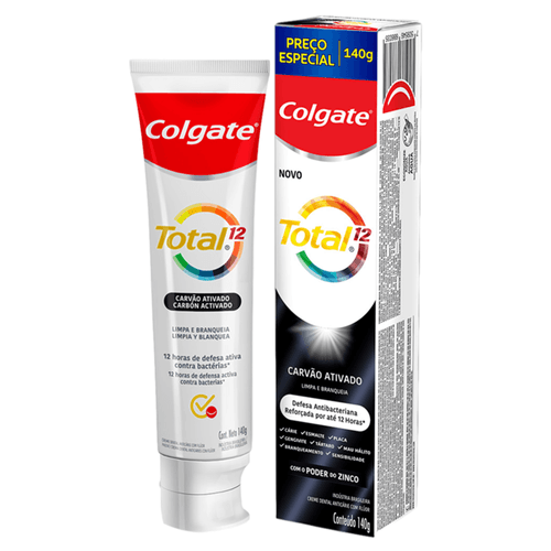 Creme Dental Colgate Total 12 Carvão Ativado 140g