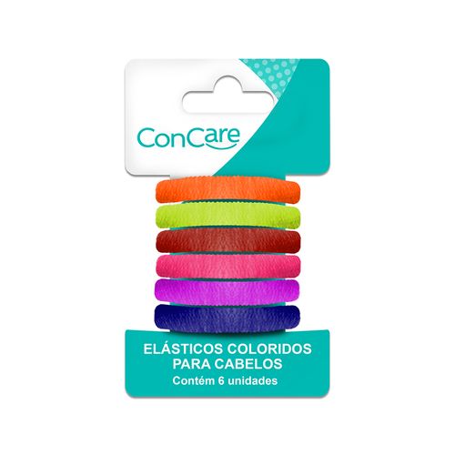 Elástico para Cabelo Concare Colorido 6 Unidades