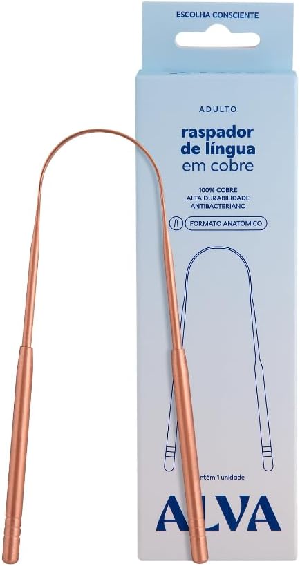 Raspador de Língua Alva de Cobre Adulto 1 Unidade