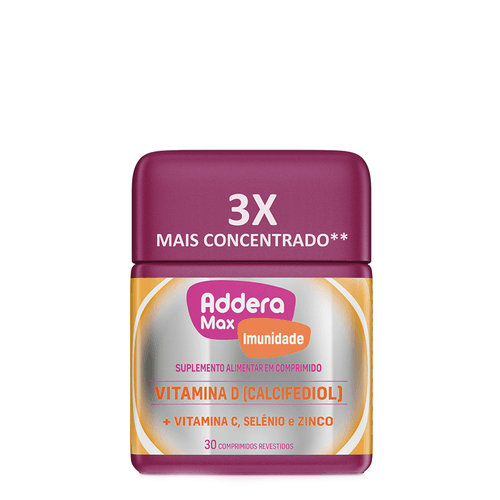 Addera Max Imunidade Vitamina D, Selênio e Zinco 30 Comprimidos Revestidos