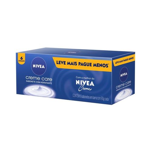 Kit Sabonete Barra Nivea Creme Care 90g 6 Unidades