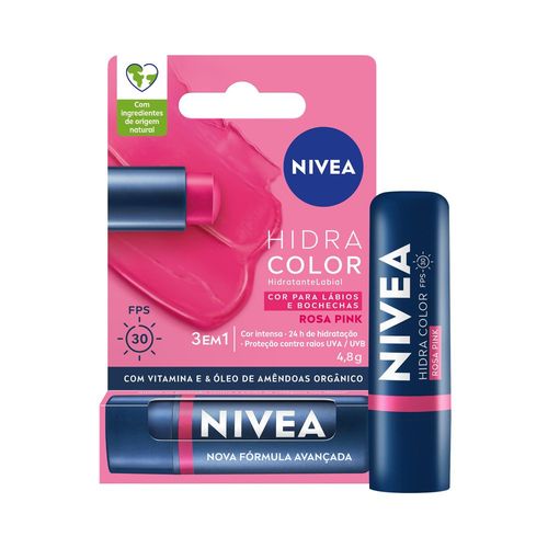 Protetor Labial Nivea Hidra Color Pink 2 em 1 4,8g