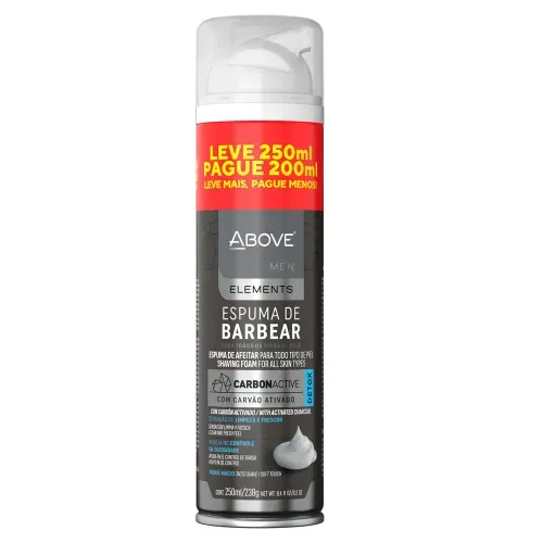 Espuma de Barbear Above Carvão Ativado Pague 200ml Leve 250ml 250ml