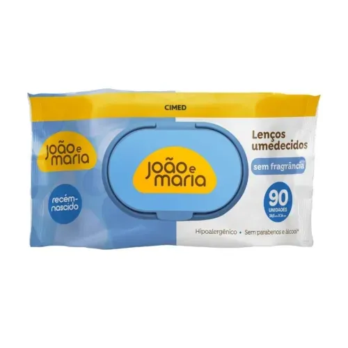 João e Maria Lenço Umedecido Recém-Nascido Sem Fragrância 90 Unidades
