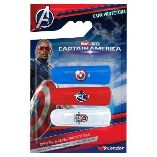 Protetor de Cerdas Condor para Escova Dental Capitão America 3 Unidades