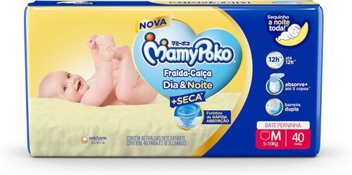 Fralda Mamypoko Calça Dia e Noite Tamanho M com 40 Unidades