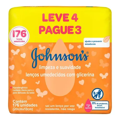 Toalha Umedecidas Johsons Baby Limpeza Suave Leve 4 Pegue 3