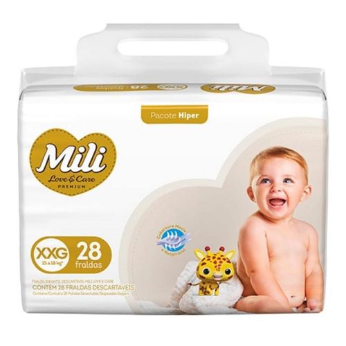 Fraldas Mili Love Care Hiper XXG com 28 Unidades