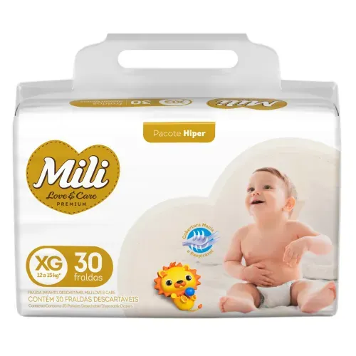 Fraldas Mili Love Care Hiper XG com 30 Unidades