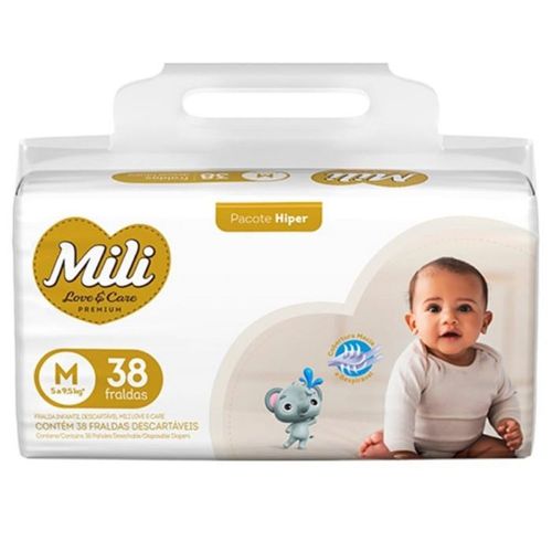 Fraldas Mili Love Care Hiper M com 38 Unidades
