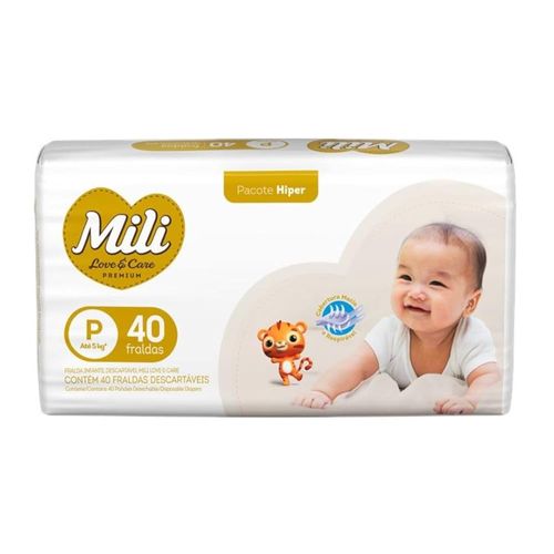 Fraldas Mili Love Care Hiper P com 40 Unidades