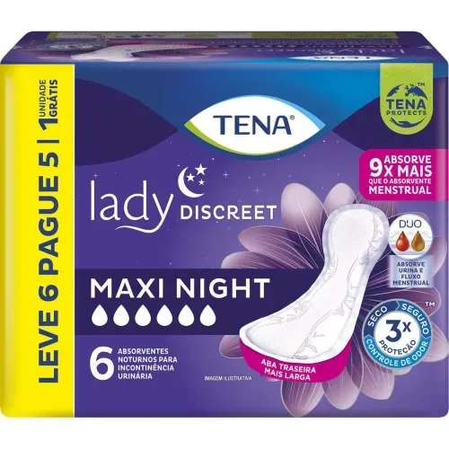 Absorvente Tena Lady Discreet Maxi Night Leve 6 Pague 5