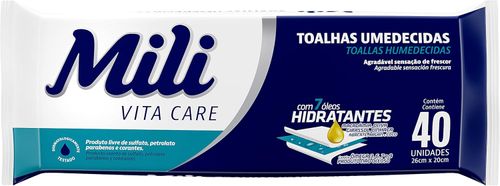 Toalha Umedecida Mili Adulto com 40 Unidades
