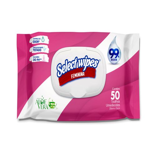 Toalha Umedecida Select Wipes Feminina 50 Unidades