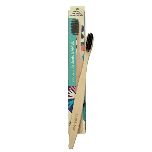 Escova Dental Beegreen de Bambu Preta com 1 Unidade