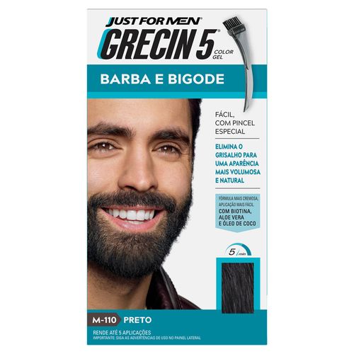 Tintura Grecin 5 Just For Men Color Gel Barba e Bigode Preto