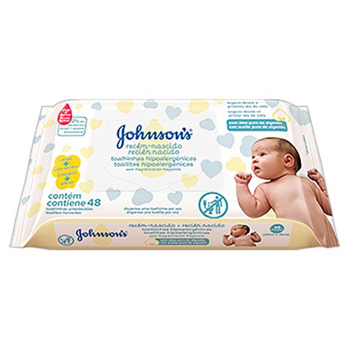 Toalhinhas Umedecidas Johnsons Baby Recém Nascido Sem Fragrância 48 Unidades