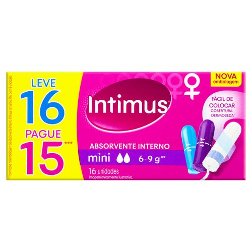 Absorvente Interno Intimus Mini 16 Unidades
