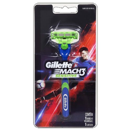 Aparelho de Barbear Gillette Mach3 Sensitive Recarregável