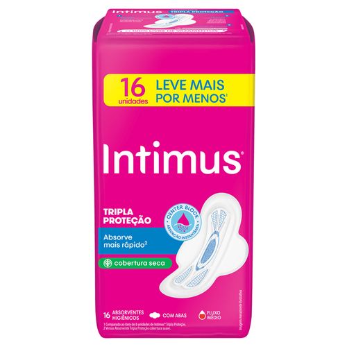 Absorvente Intimus Tripla Proteção Cobertura Seca com Abas Leve 16 Pague 14