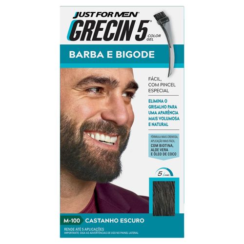 Tintura Grecin 5 Just For Men Color Gel Barba e Bigode Castanho Escuro