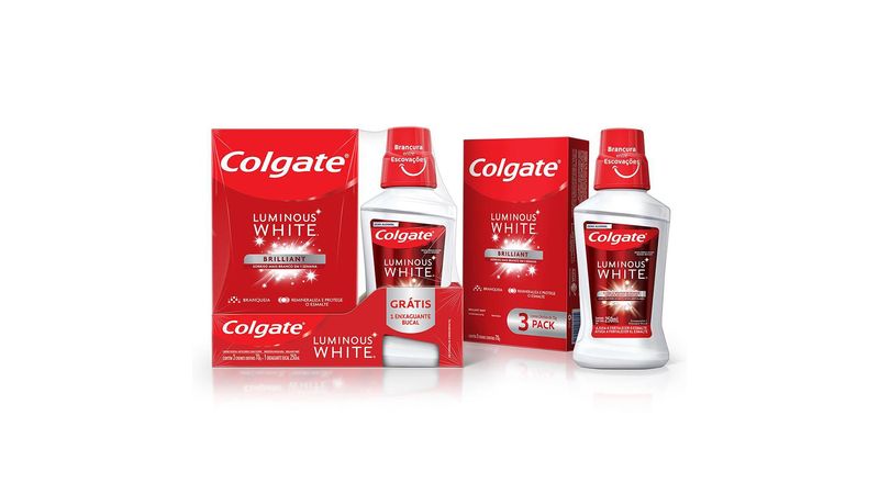 Kit-Creme-Dental-Colgate-Luminous-White-para-Clareamento-Brilliant-Mint-70g-Promo-Grátis-1-Enxaguant
