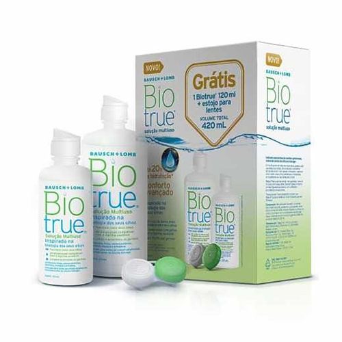 Biotrue Solução para Lentes de Contato Frasco 300ml + Frasco 120ml + Estojo para Lentes