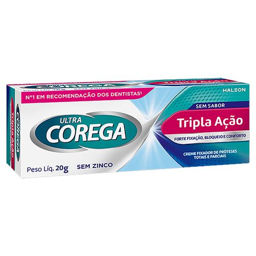 Fixador de Dentadura Ultra Corega Sem Sabor Creme 19g