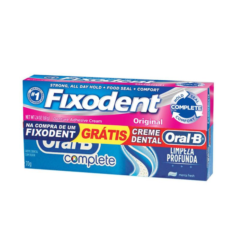 Fixador-de-Dentadura-Fixodent-Original-Creme-68g-+-Grátis-Creme-Dental-Oral-B